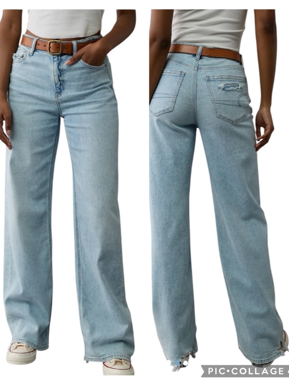 EUC American Eagle Outfitters Super High-Waisted Baggy Wide Leg Jean- Salty Air